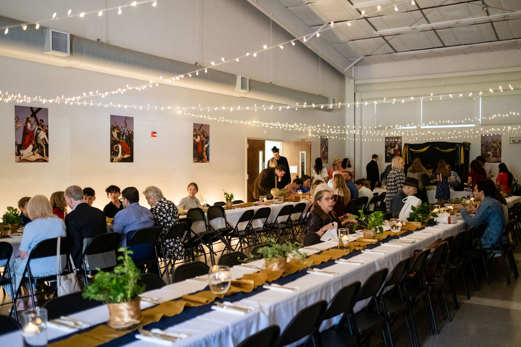 Parish Banquet Under String Lights